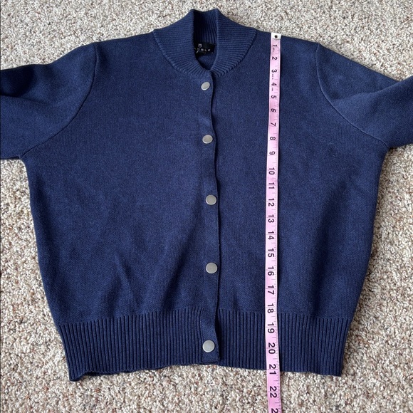 Marble Scotland Cotton-Rich Knit Bomber Jacket Navy Size S - Picture 6 of 9